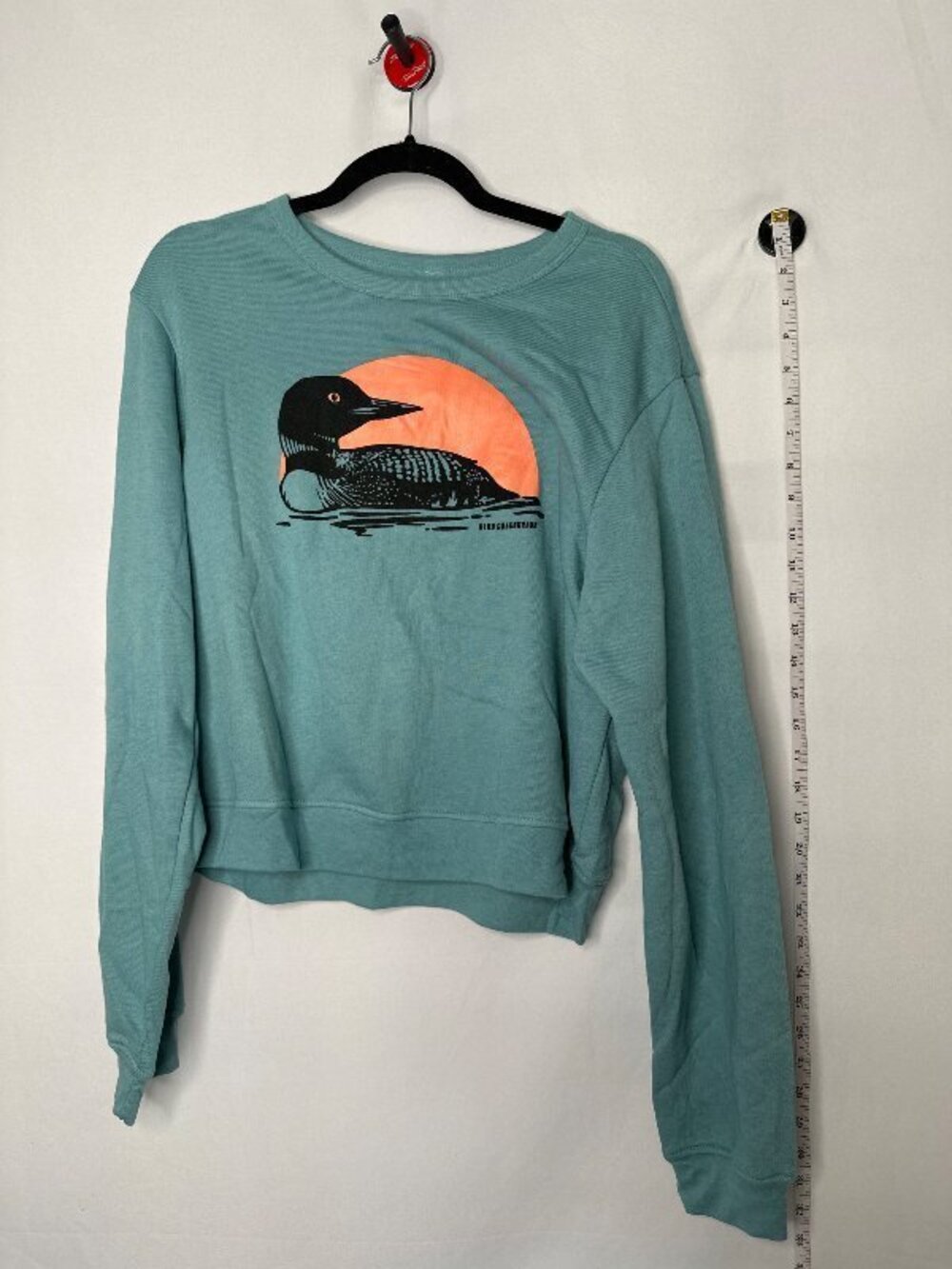 Bird Collective Loon Crewneck Graphic Sweatshirt Women Green Orange Fall Winter